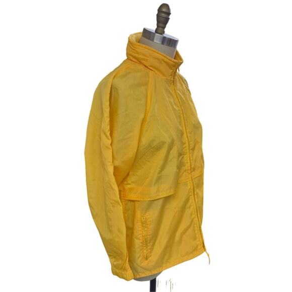Eddie Bauer 100% Nylon Bright Yellow Windbreaker Hood in Collar WOmen L - Picture 3 of 5